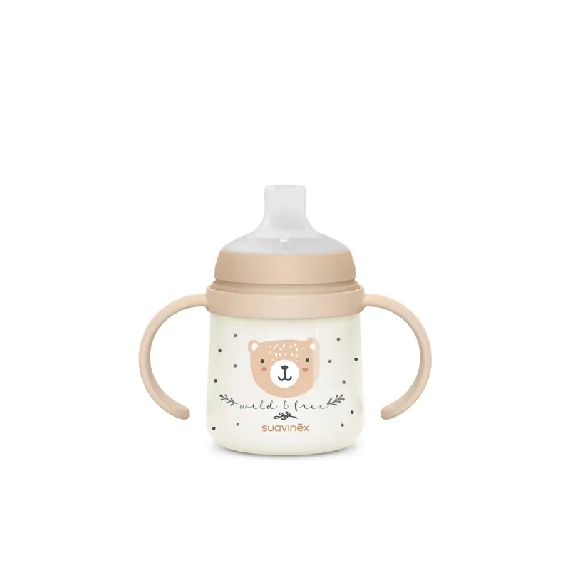 Suavinex Biberon de nuit Night & Day +6 mois Wild&Free Beige, 150 ml