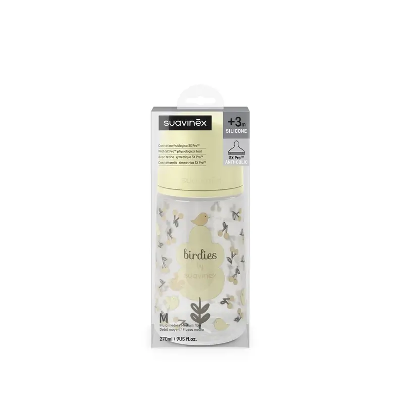 Suavinex Tétine pour biberon Sx Pro Medium Flow (M) +3 mois Birdies Beige, 270 ml - Image 6