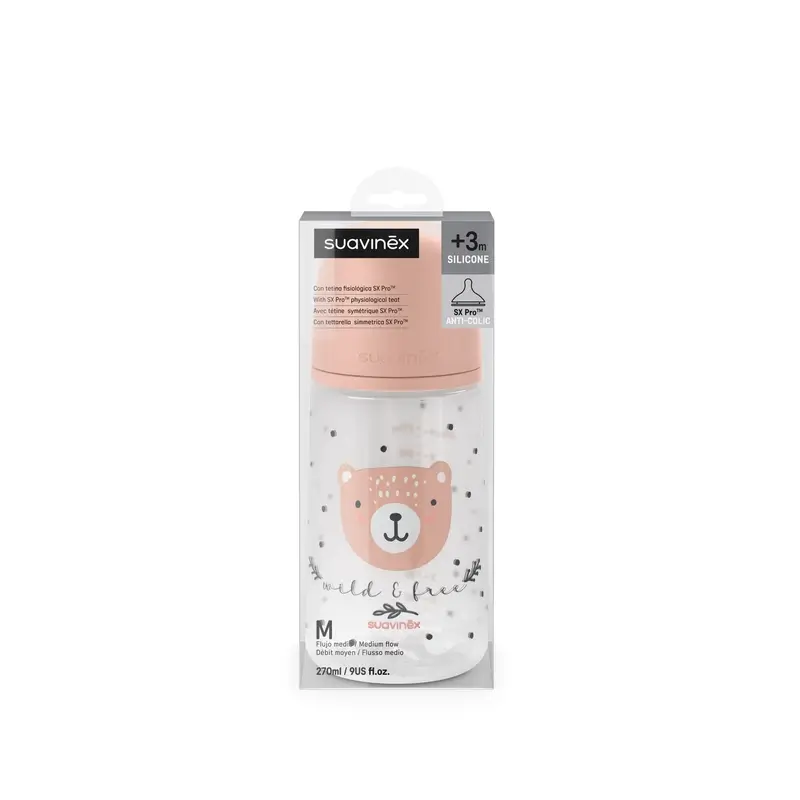 Suavinex Tétine pour biberon Sx Pro Medium Flow (M) +3 mois Rose Wild&Free, 270 ml - Image 6