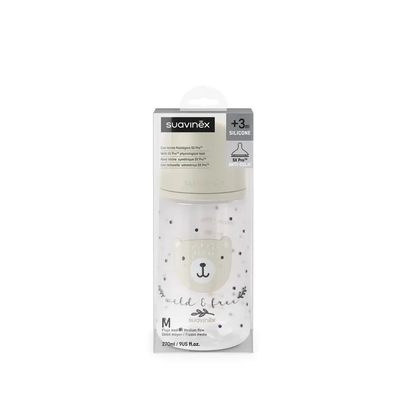 Suavinex Tétine pour biberon Sx Pro Medium Flow (M) +3 Mois Wild&Free Beige, 270 ml - Image 5