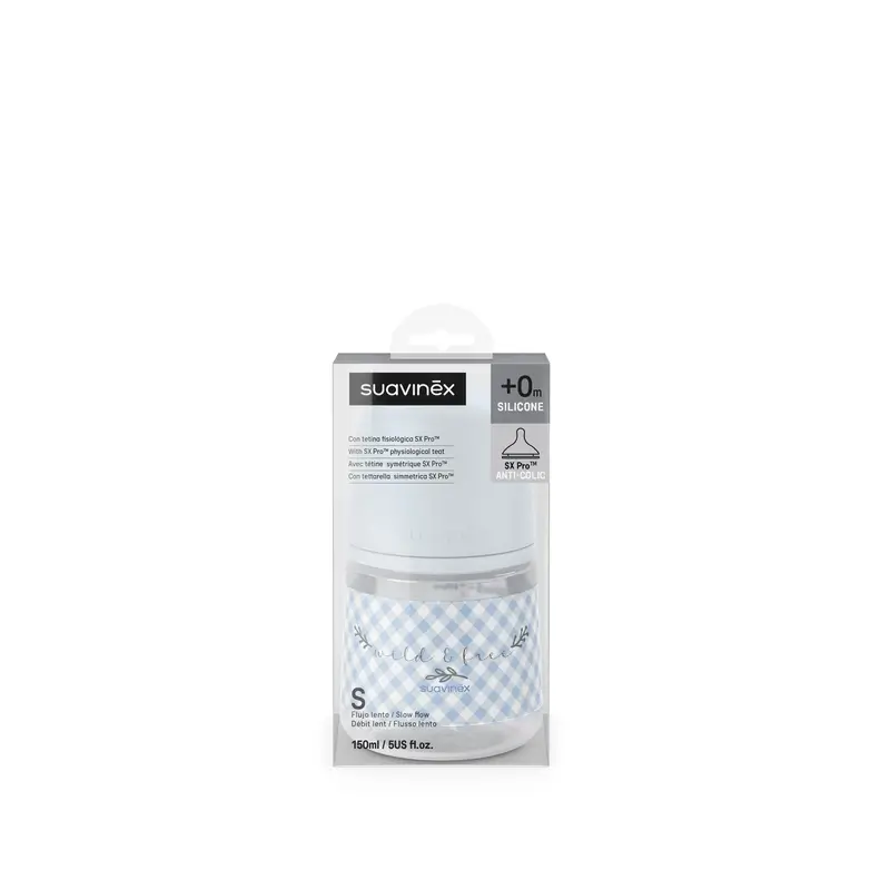 Suavinex Tétine pour biberon Sx Pro Slow Flow (S) +0 mois Wild&Free Blue, 150 ml - Image 5