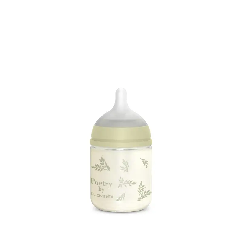 Suavinex Bouteille en verre 120 ml, débit lent (S), +0 mois, Poésie verte - Image 2