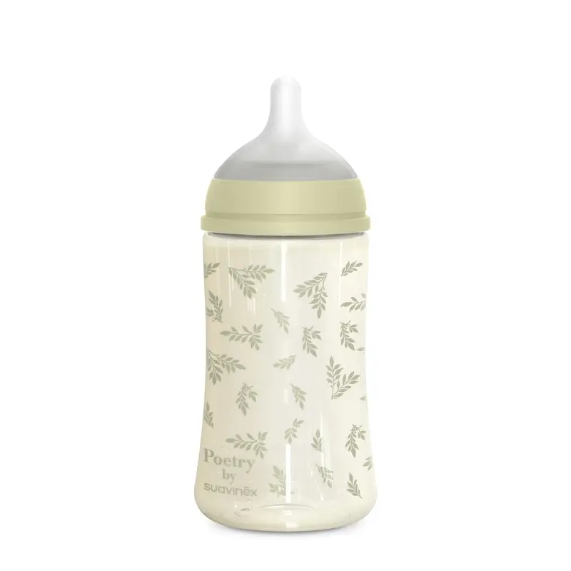 Suavinex Biberon 270 ml, débit moyen (M), +3 mois, Poésie verte - Image 2