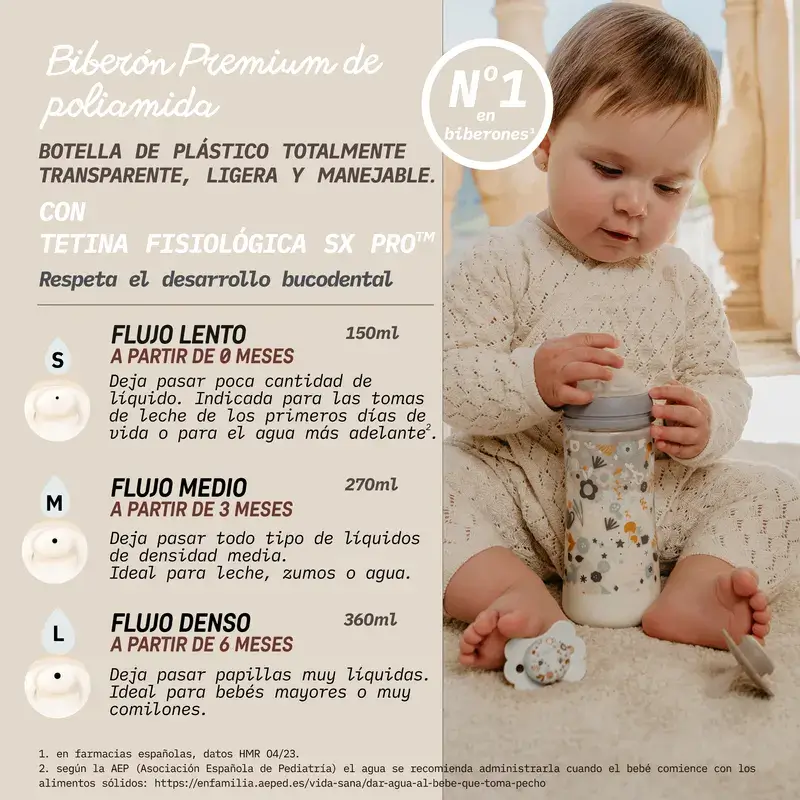 Biberon Suavinex 270 ml, débit moyen (M), +3 mois, Wonderland Pink - Image 7