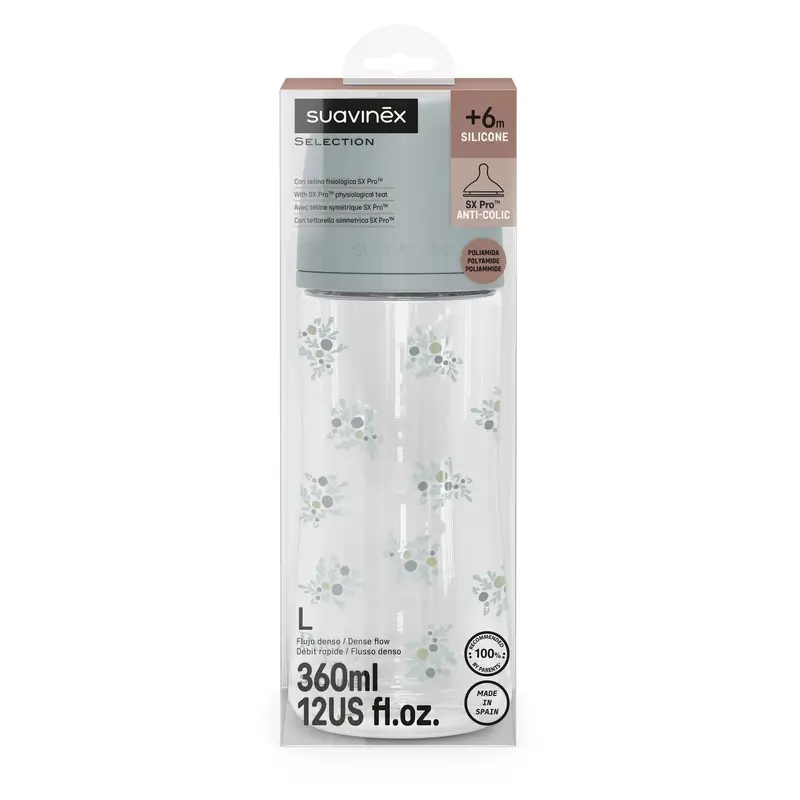 Suavinex Biberon 360 Ml, Dense Flow (L), +6 mois, Poetry Blue - Image 3