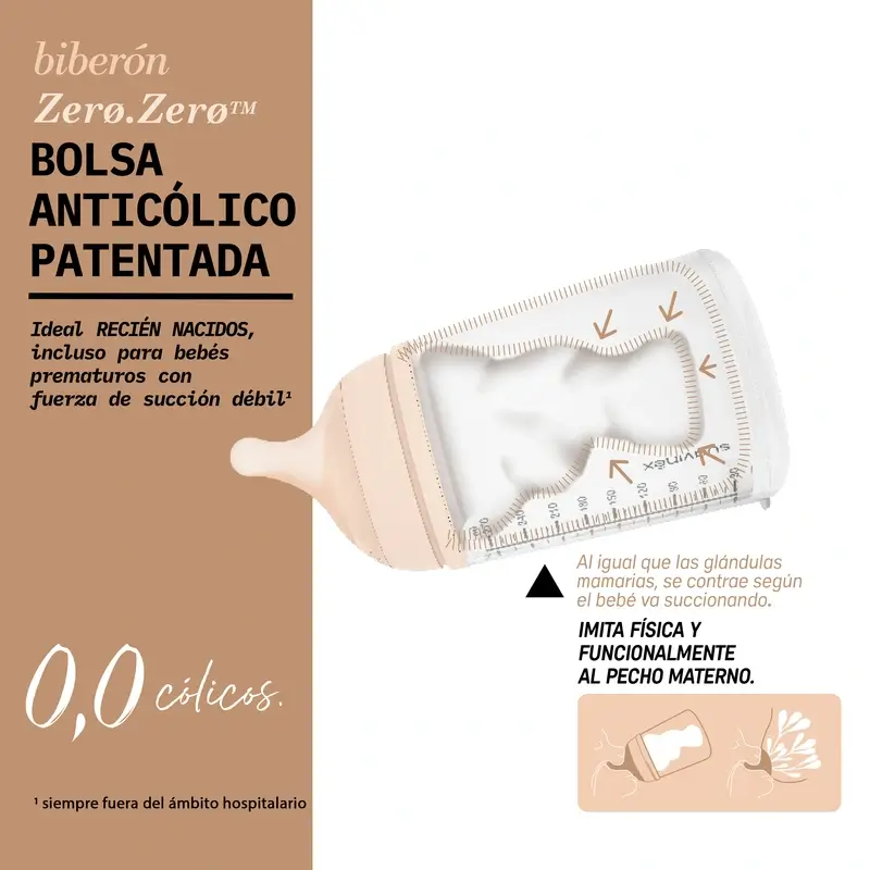 Suavinex Biberon anti-colique Zero Zero 180 Ml, débit adaptable (A), +0 mois, moyen - Image 8