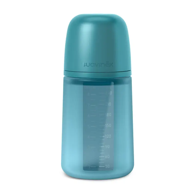 Biberon en silicone Suavinex 240 ml, débit moyen (M), +3 mois, Deep Ocean