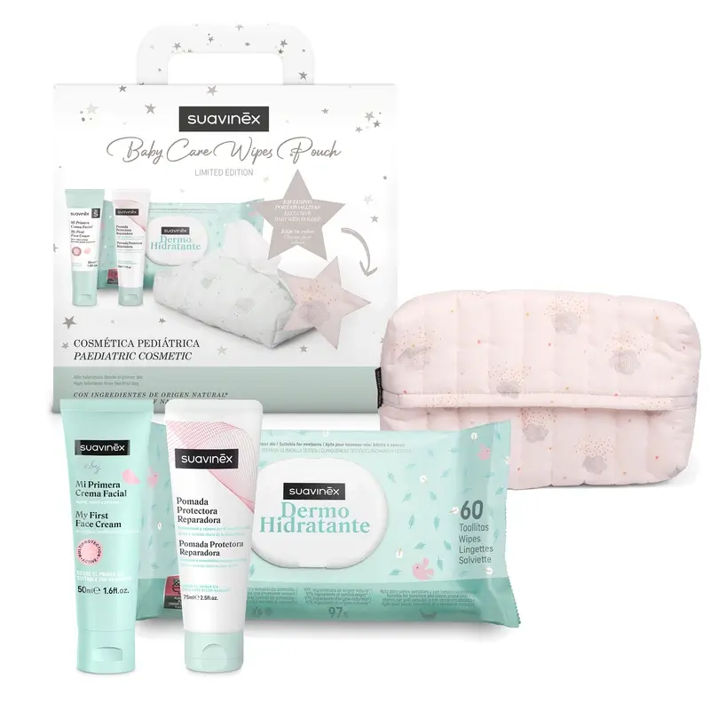 Suavinex Newborn Gift With Cloth Wipes Holder, Pink (Cadeau pour nouveau-né avec support pour lingettes)