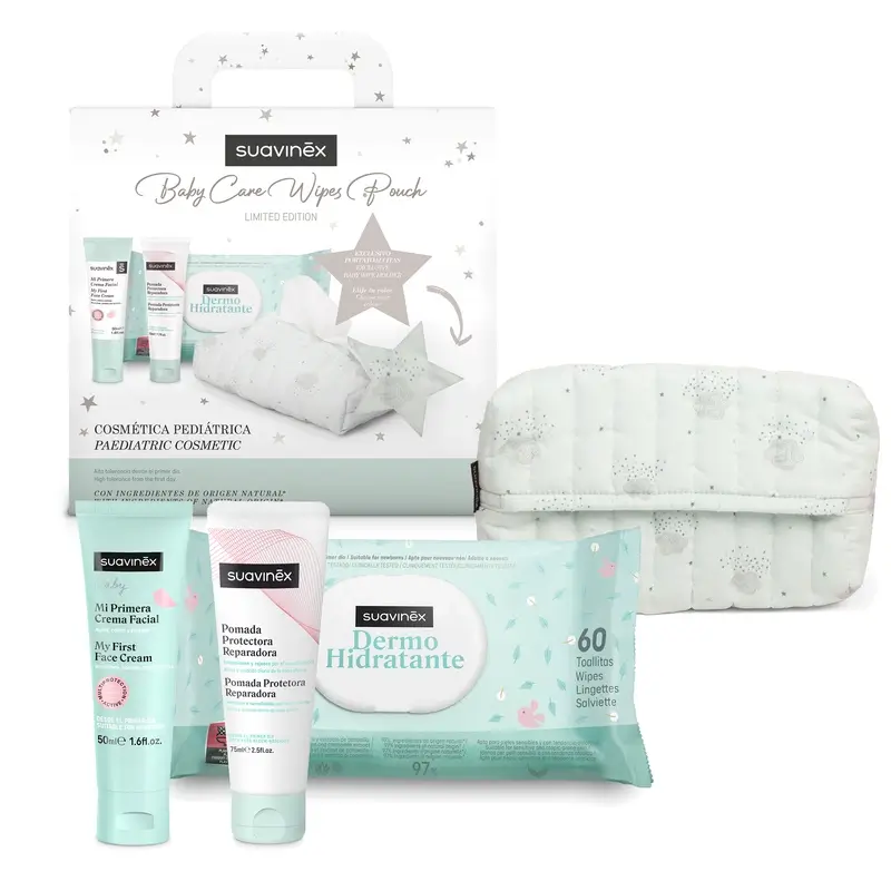 Suavinex Newborn Gift With Cloth Towelette Holder, Blue (Cadeau pour nouveau-né avec porte-serviette en tissu)