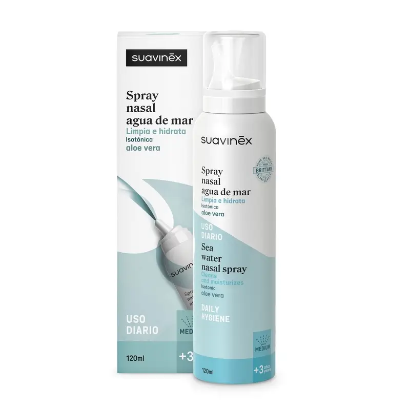 Suavinex Spray nasal isotonique pour enfants, +3 ans, hygiène quotidienne, 120 ml