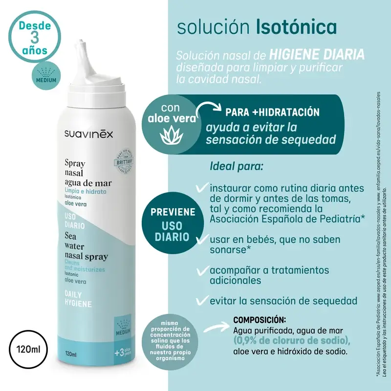 Suavinex Spray nasal isotonique pour enfants, +3 ans, hygiène quotidienne, 120 ml - Image 4