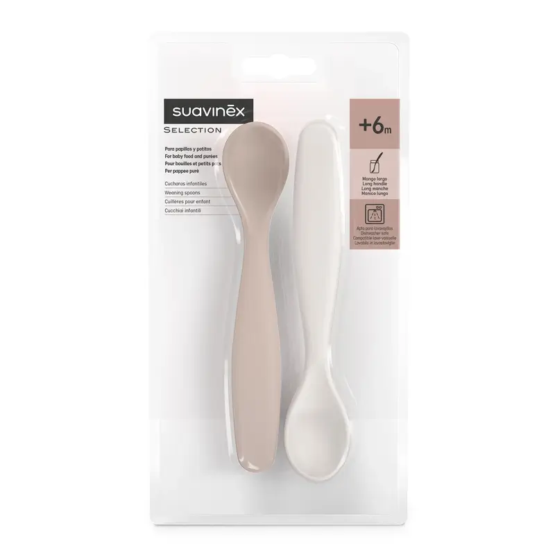 Suavinex Pack 2 cuillères d'apprentissage, +6 mois, rose