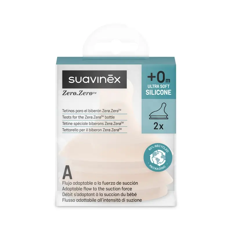 Suavinex Pack 2 Tétines Zéro Zéro, Adaptable Flow (A), +0 Mois, Fair - Image 2