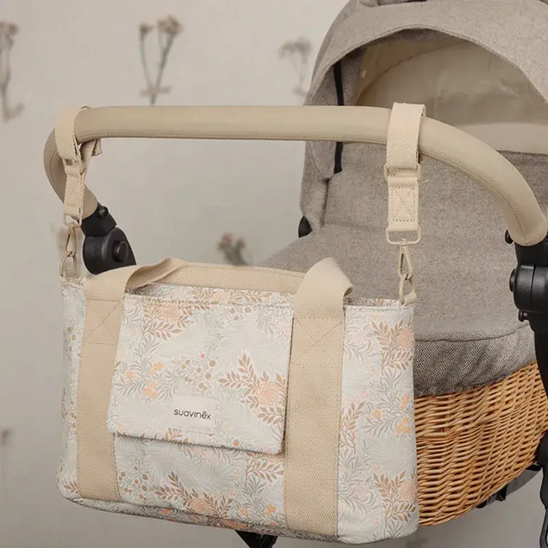 Suavinex Panier à pain rectangulaire Poetry Beige imprimé Sac de portage pour bébé - Image 2