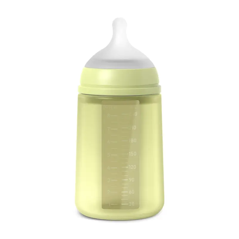 Biberon en silicone Suavinex 240 ml, débit moyen (M), +3 mois, citron vert - Image 2