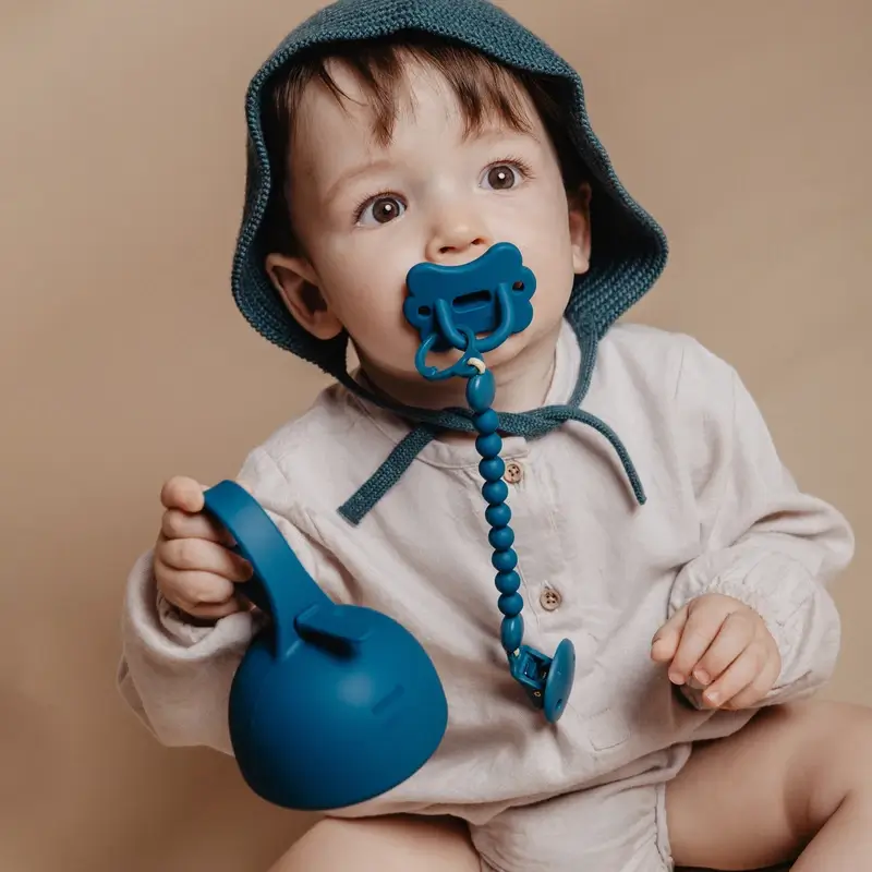 Suavinex Porte sucette en silicone avec poignée, +0 mois, Ballad Blue - Image 3