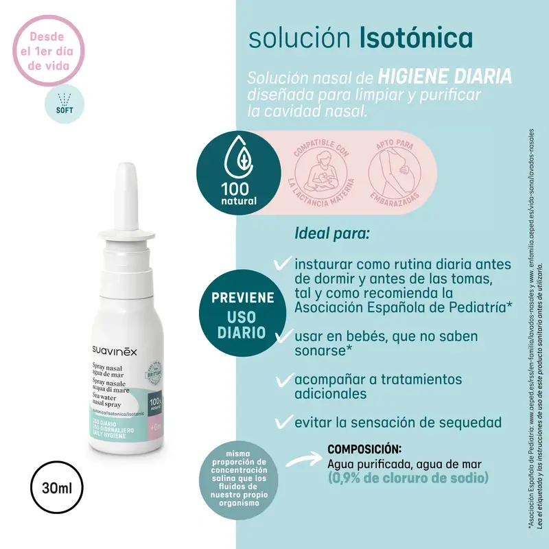 Suavinex Spray nasal isotonique pour bébés +0 mois, 30 ml - Image 4