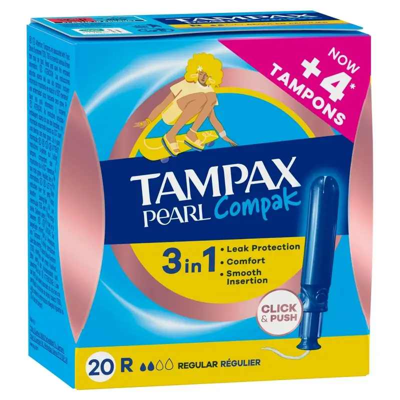 Tampax Pearl Compak Tampons réguliers avec applicateur, 20 unités - Image 2
