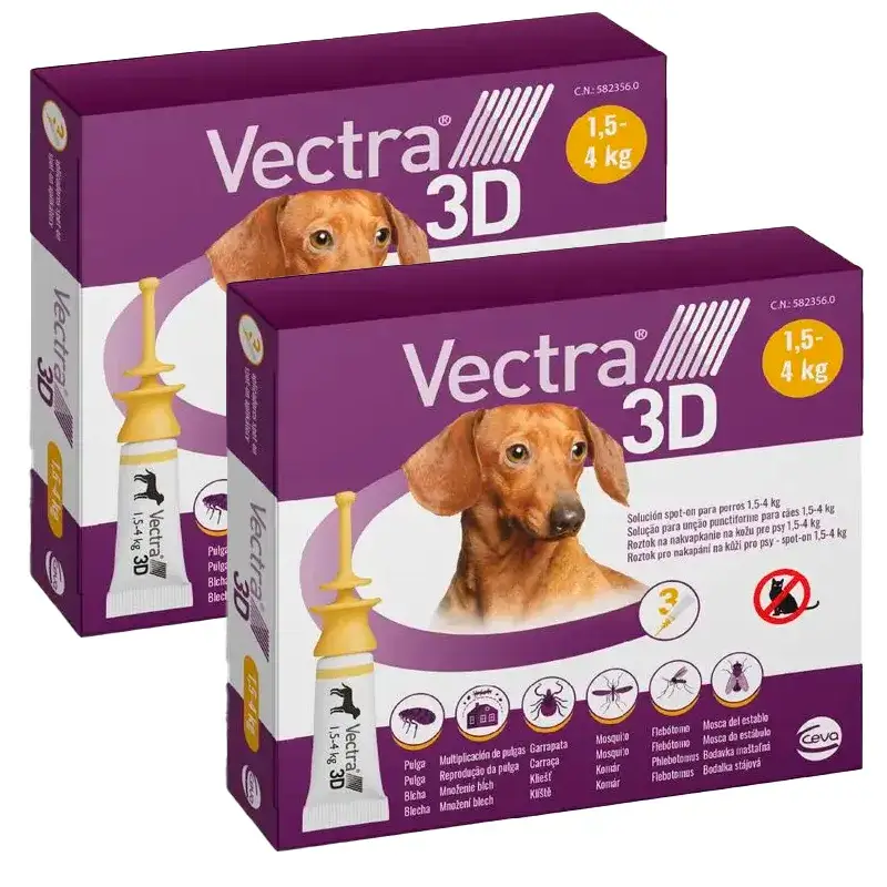 Vectra 3D Dog 1,5-4 Kg, Pack 2 x 3 Pipettes