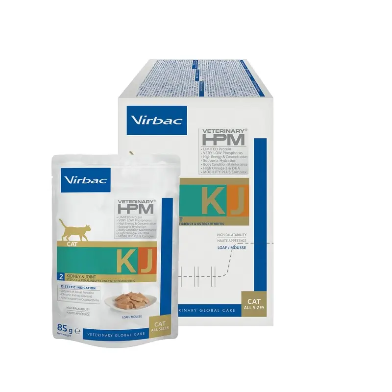 Virbac KJ2 Feline Kidney & Joint Wet Cat Food ,12x85g